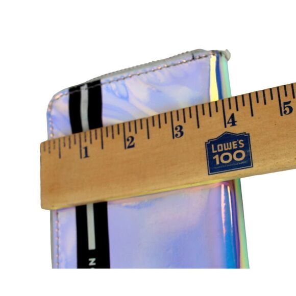 LIMITED EDITION MIRROR SILVER PVC ZIPPER CLUTCH WALLET ID CARD WRISTLET PURSE - Picture 9 of 10